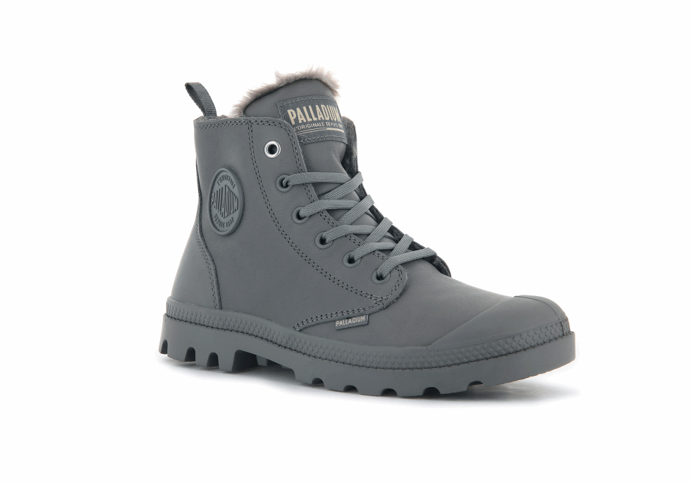Palladium Pampa Hi Zip Cuir S Gris Flanelle