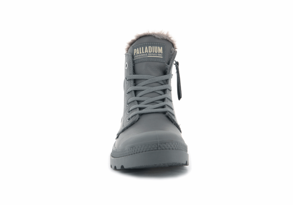 Palladium Pampa Hi Zip Cuir S Gris Flanelle