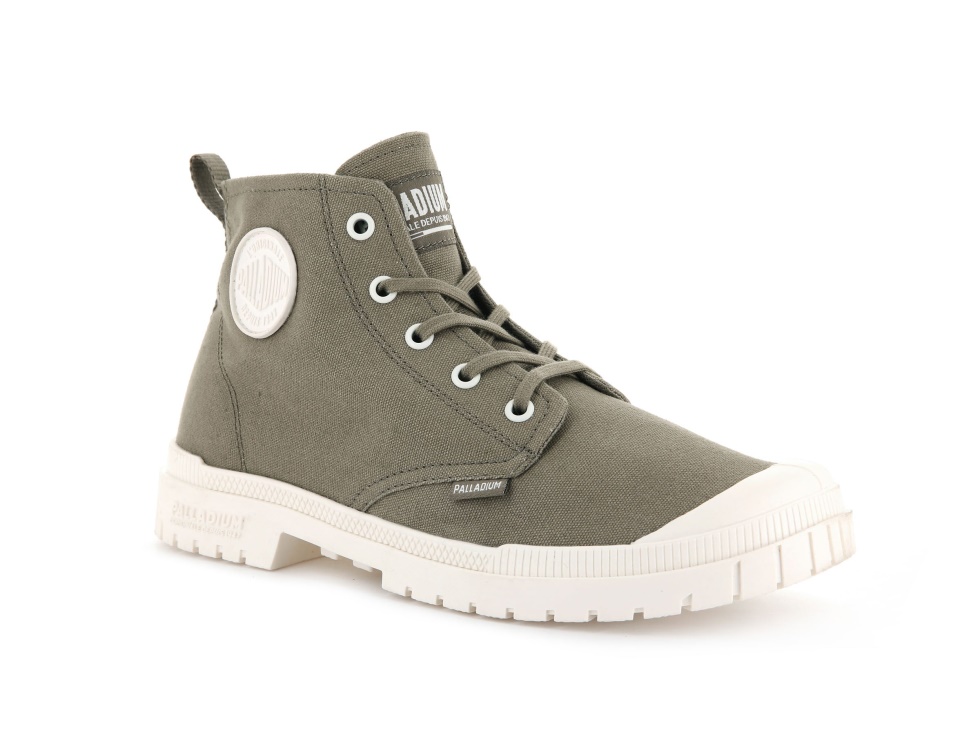Palladium Pampa Sp20 Hi Toile Vert Sombre Guimauve