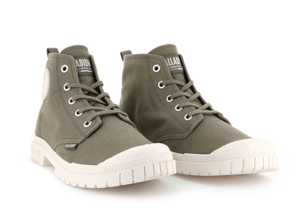 Palladium Pampa Sp20 Hi Toile Vert Sombre Guimauve